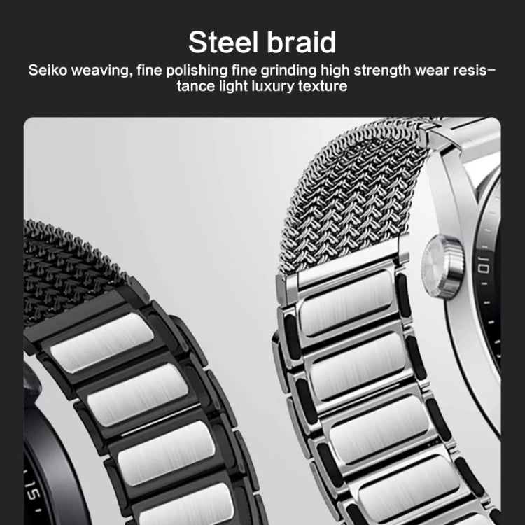 For Huawei Watch 4 / 4 Pro 22mm Magnetic Clasp Braided Chain Stainless Steel Watch Band(Titanium Gray) - Watch Bands by buy2fix | Online Shopping UK | buy2fix