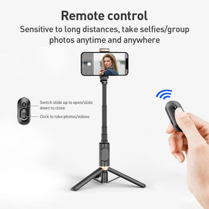 ZGA S02 Bluetooth Remote Control Hidden Tripod Selfie Stick(Black) - Selfie Sticks by ZGA | Online Shopping UK | buy2fix