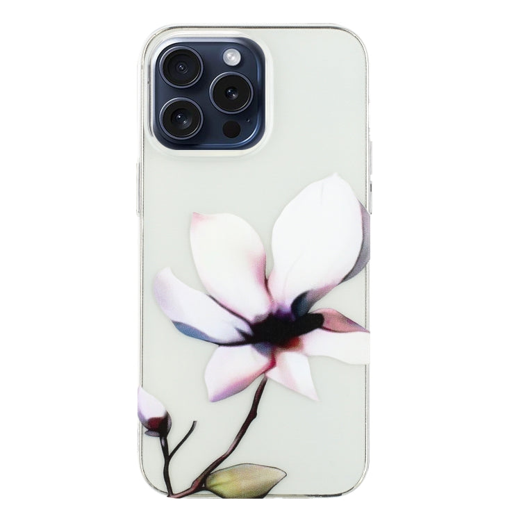 For iPhone 16 Pro Colorful Painting Pattern TPU Phone Case(White Flowers) - iPhone 16 Pro Cases by buy2fix | Online Shopping UK | buy2fix