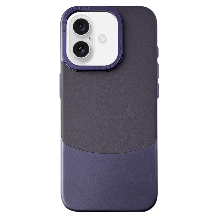 For iPhone 16 Plus Napa Texture PC + Leather Phone Case(Dark Purple) - iPhone 16 Plus Cases by buy2fix | Online Shopping UK | buy2fix