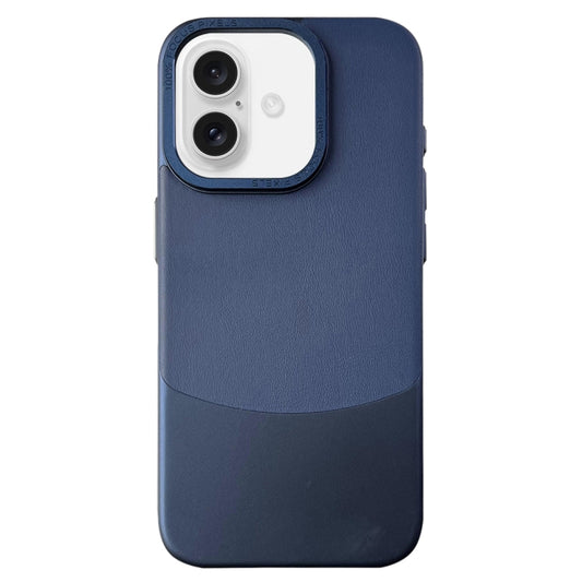 For iPhone 16 Plus Napa Texture PC + Leather Phone Case(Royal Blue) - iPhone 16 Plus Cases by buy2fix | Online Shopping UK | buy2fix