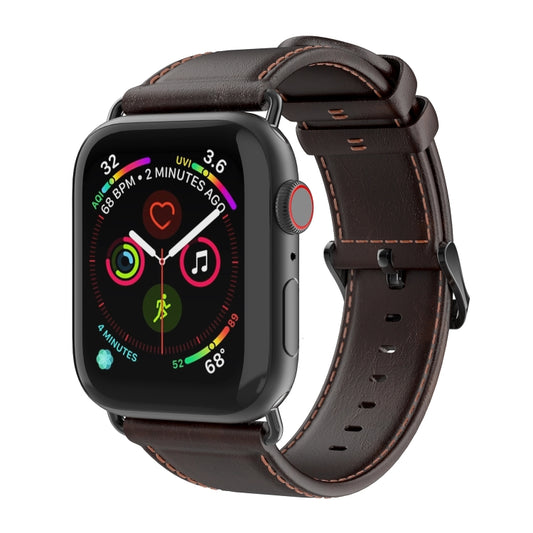 For Apple Watch Series 9 45mm DUX DUCIS Business Genuine Leather Watch Strap(Coffee) - Watch Bands by DUX DUCIS | Online Shopping UK | buy2fix