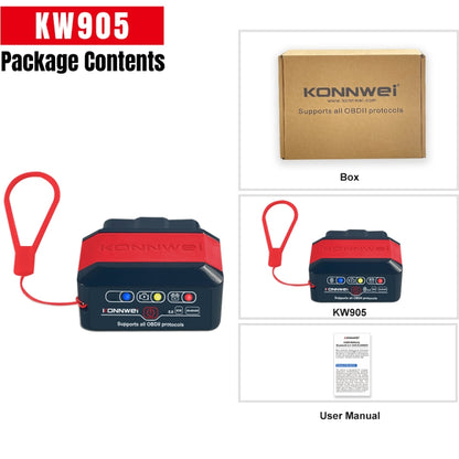 KONNWEI KW905 Bluetooth 5.0 Car OBD2 Scanner Support Android & iOS(Black Red) - Code Readers & Scan Tools by KONNWEI | Online Shopping UK | buy2fix