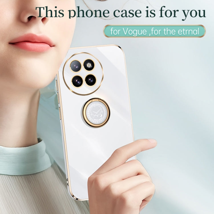 For Xiaomi Civi 4 Pro XINLI Straight 6D Plating Gold Edge TPU Shockproof Case with Ring Holder(Mint Green) - Xiaomi Cases by XINLI | Online Shopping UK | buy2fix