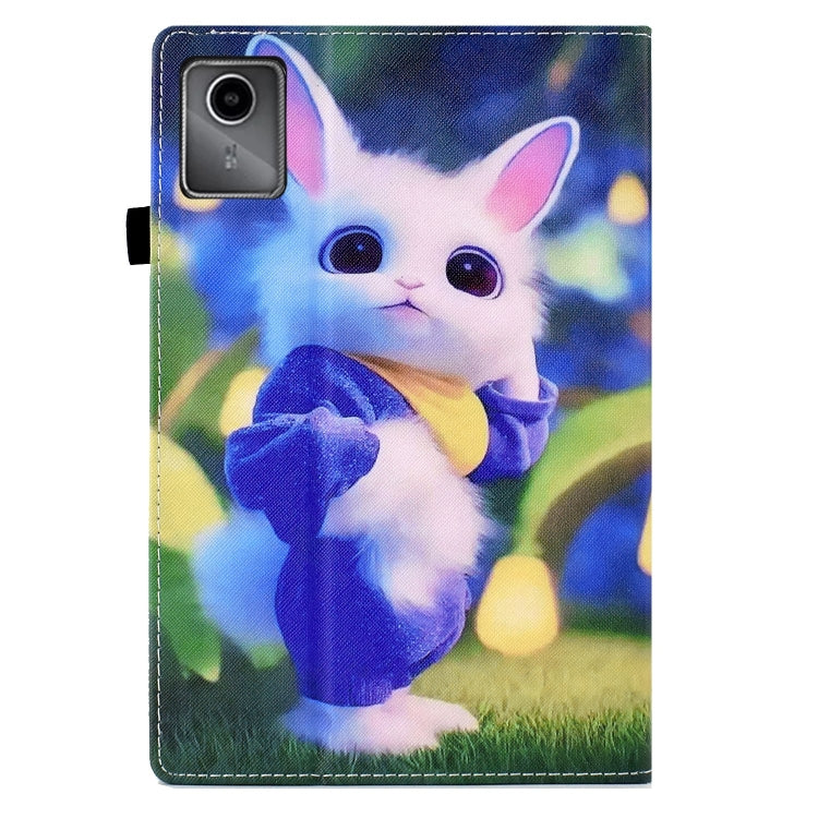 For Lenovo Tab M11 / Xiaoxin Pad 11 2024 Colored Drawing Stitching Elastic Band Leather Smart Tablet Case(Cute Rabbit) - Lenovo by buy2fix | Online Shopping UK | buy2fix