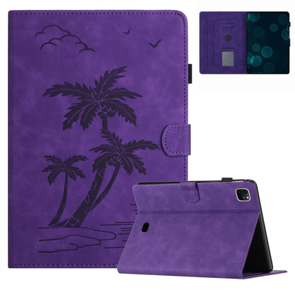 For iPad Pro 11 2024 Coconut Tree Embossed Smart Leather Tablet Case(Purple) - iPad Pro 11 2024 Cases by buy2fix | Online Shopping UK | buy2fix