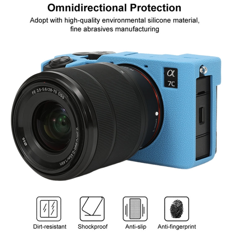 For Sony ILCE-7CM2 / A7C II / A7CR Litchi Texture Soft Silicone Protective Case(Blue) - Protective Case by buy2fix | Online Shopping UK | buy2fix