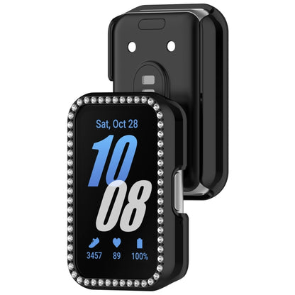 For Samsung Galaxy Fit 3 Diamond Half Pack Hollow PC Watch Protective Case(Black) - Watch Cases by buy2fix | Online Shopping UK | buy2fix