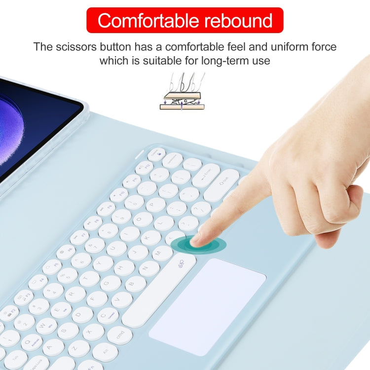 For Xiaomi Pad 6 Round Button Bluetooth Keyboard Rotatable Holder Leather Case with Touchpad(Sky Blue) - Others Keyboard by buy2fix | Online Shopping UK | buy2fix