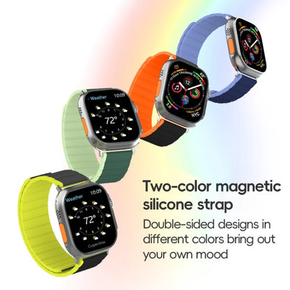 For Apple Watch Series 8 45mm ZGA Two Color Magnetic Silicone Watch Band(Dark Green+Light Green) - Watch Bands by ZGA | Online Shopping UK | buy2fix