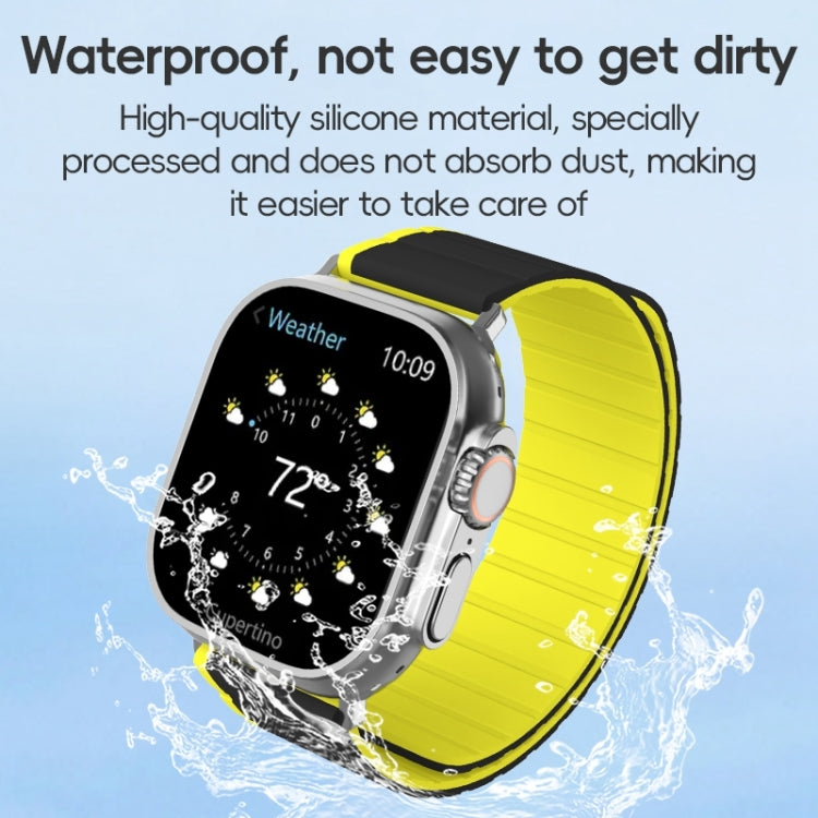 For Apple Watch Ultra 49mm ZGA Two Color Magnetic Silicone Watch Band(Grey+Yellow) - Watch Bands by ZGA | Online Shopping UK | buy2fix