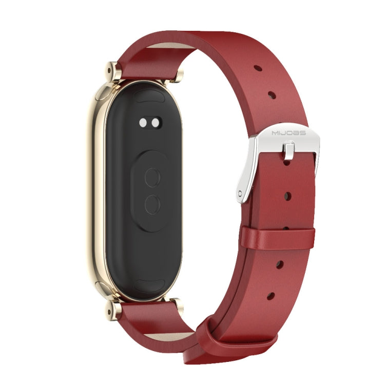 For Xiaomi Mi Band 8 / 9 / 9 NFC Mijobs GT4 First Layer Cowhide Watch Band(Red Light Gold) - Watch Bands by MIJOBS | Online Shopping UK | buy2fix