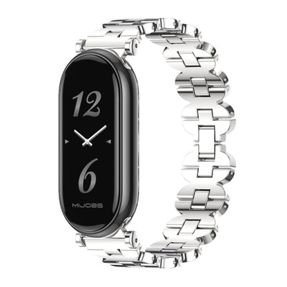 For Xiaomi Mi Band 8 / 9 / 9 NFC Mijobs GT4 Bone Chain Metal Watch Band(Silver) - Watch Bands by MIJOBS | Online Shopping UK | buy2fix