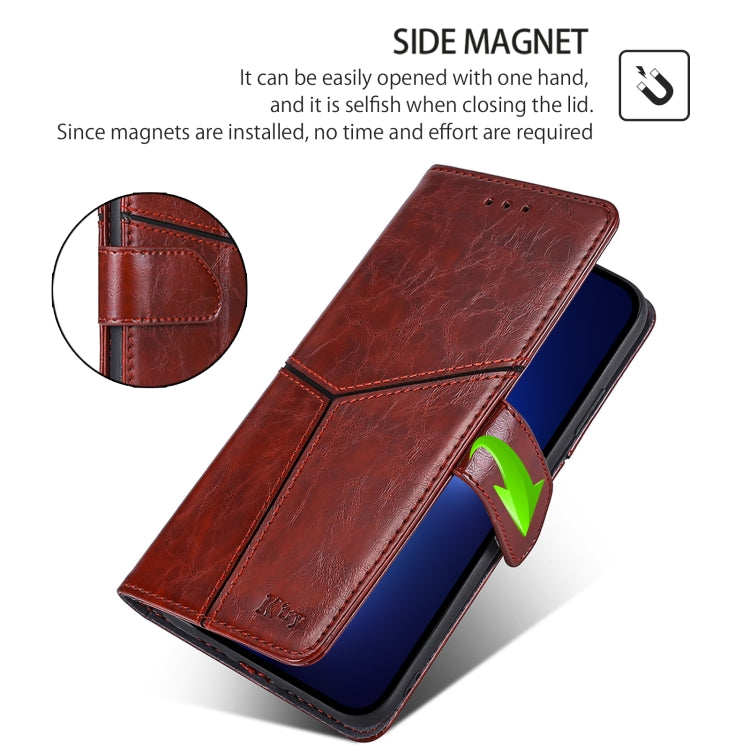 For Motorola Moto G Play 4G 2024 Geometric Stitching Leather Phone Case(Dark Brown) - Motorola Cases by buy2fix | Online Shopping UK | buy2fix