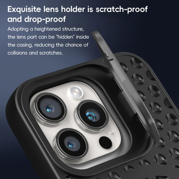 For iPhone 11 Hollow Cooling Lens Holder MagSafe Magnetic TPU Phone Case(Black) - iPhone 11 Cases by buy2fix | Online Shopping UK | buy2fix