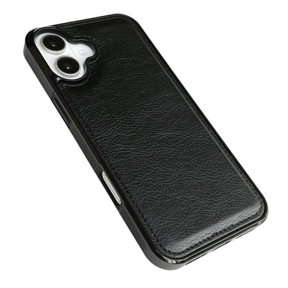 For iPhone 16 Cowhide Texture Back Cover Phone Case(Black) - iPhone 16 Cases by buy2fix | Online Shopping UK | buy2fix