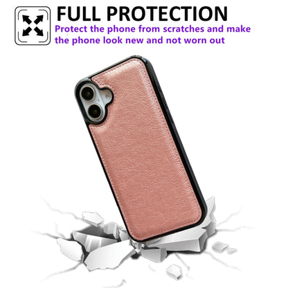 For iPhone 16 Cowhide Texture Back Cover Phone Case(Rose Gold) - iPhone 16 Cases by buy2fix | Online Shopping UK | buy2fix