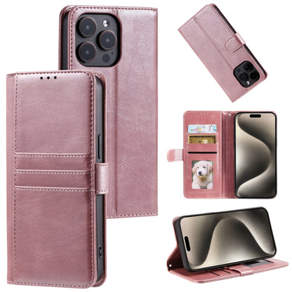 For iPhone 16 Pro Max Simple 6-Card Wallet Leather Phone Case(Rose Gold) - iPhone 16 Pro Max Cases by buy2fix | Online Shopping UK | buy2fix