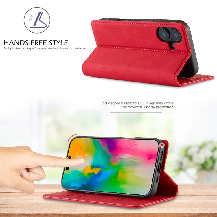 For iPhone 16 Plus LC.IMEEKE Strong Magnetism Microfiber Leather Phone Case(Red) - iPhone 16 Plus Cases by LC.IMEEKE | Online Shopping UK | buy2fix