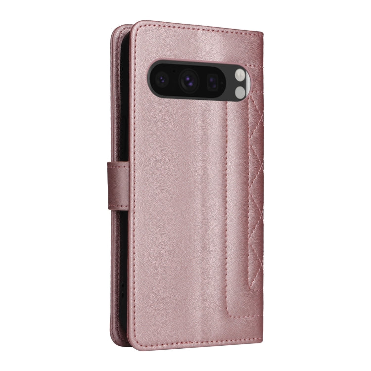 For Google Pixel 9 Diamond Lattice Leather Flip Phone Case(Rose Gold) - Google Cases by buy2fix | Online Shopping UK | buy2fix