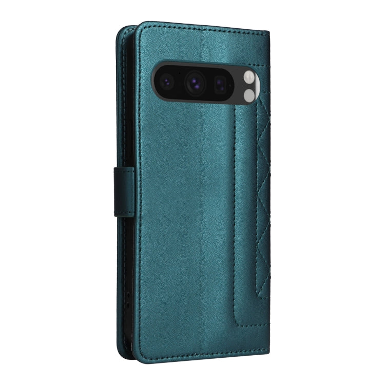 For Google Pixel 9 Diamond Lattice Leather Flip Phone Case(Green) - Google Cases by buy2fix | Online Shopping UK | buy2fix