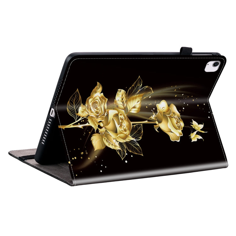 For iPad Air 13 2024 Crystal Texture Painted Leather Smart Tablet Case(Gold Butterfly Rose) - iPad Air 13 2024 Cases by buy2fix | Online Shopping UK | buy2fix