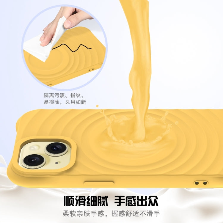 For iPhone 15 Wave Texture MagSafe Magnetic Liquid Silicone Phone Case(Yellow) - iPhone 15 Cases by buy2fix | Online Shopping UK | buy2fix