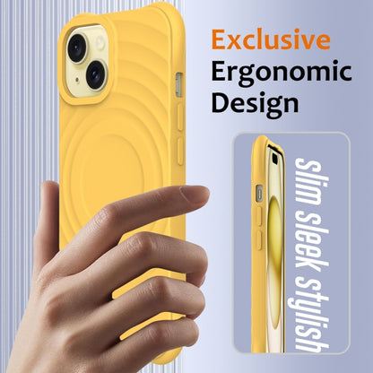 For iPhone 13 mini Wave Texture MagSafe Magnetic Liquid Silicone Phone Case(Yellow) - iPhone 13 mini Cases by buy2fix | Online Shopping UK | buy2fix