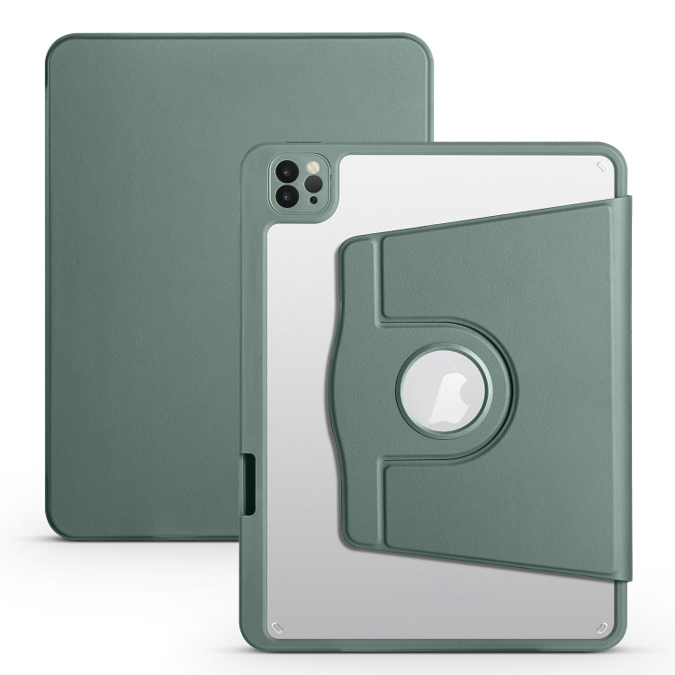 For iPad Air 11 2024 Acrylic 360 Degree Rotation Holder Leather Tablet Case(Pine Green) - iPad Air 11 2024 Cases by buy2fix | Online Shopping UK | buy2fix