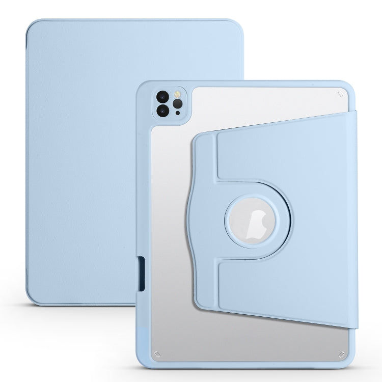 For iPad Pro 11 2024 Acrylic 360 Degree Rotation Holder Leather Tablet Case(Ice Blue) - iPad Pro 11 2024 Cases by buy2fix | Online Shopping UK | buy2fix