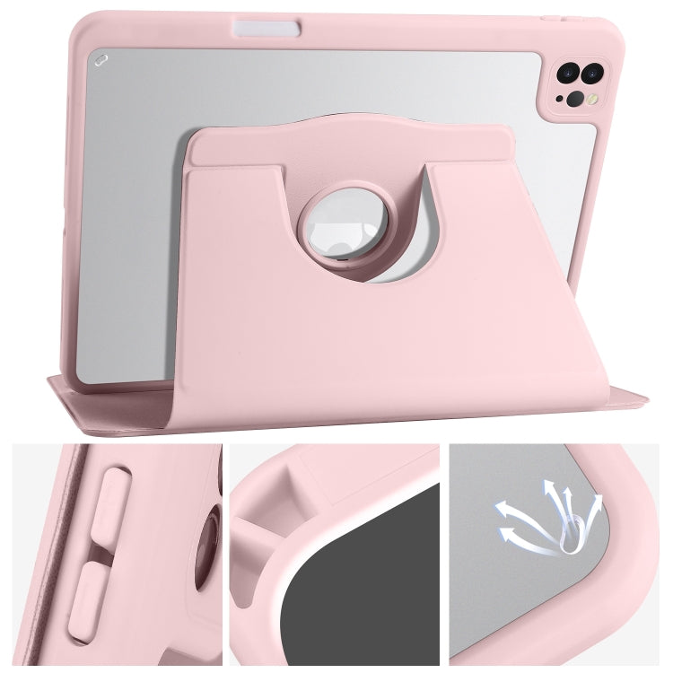 For iPad Pro 11 2024 Acrylic 360 Degree Rotation Holder Leather Tablet Case(Sand Pink) - iPad Pro 11 2024 Cases by buy2fix | Online Shopping UK | buy2fix