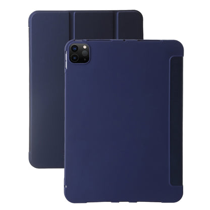 For iPad Pro 11 2024 Three-fold Holder Flip Tablet Leather Case(Dark Blue) - iPad Pro 11 2024 Cases by buy2fix | Online Shopping UK | buy2fix