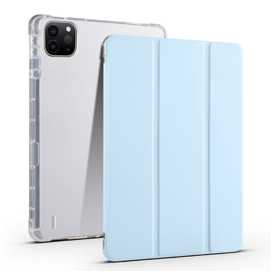 For iPad Air 11 2024 3-fold Clear TPU Smart Leather Tablet Case with Pen Slot(Ice Blue) - iPad Air 11 2024 Cases by buy2fix | Online Shopping UK | buy2fix