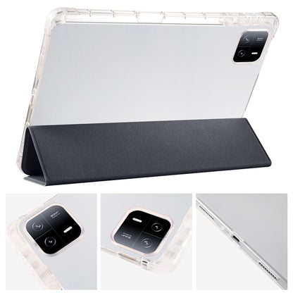 For iPad Air 11 2024 3-fold Clear TPU Smart Leather Tablet Case with Pen Slot(Black) - iPad Air 11 2024 Cases by buy2fix | Online Shopping UK | buy2fix