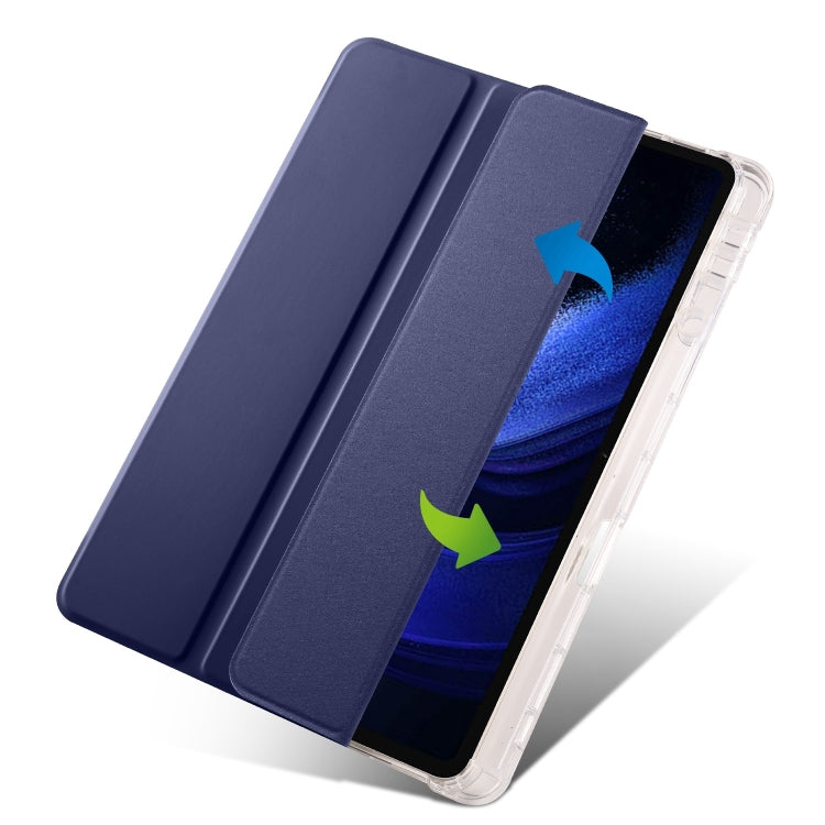 For iPad Air 13 2024 3-fold Clear TPU Smart Leather Tablet Case with Pen Slot(Dark Blue) - iPad Air 13 2024 Cases by buy2fix | Online Shopping UK | buy2fix