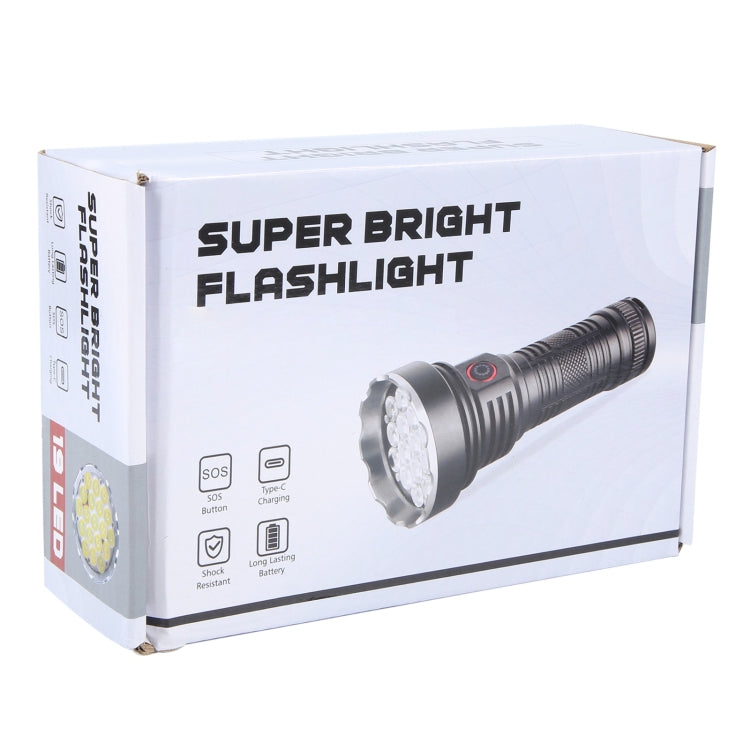 W5201-1 19 LEDs 3200LM Super Bright Rechargeable Flashlight(Black) - LED Flashlight by buy2fix | Online Shopping UK | buy2fix