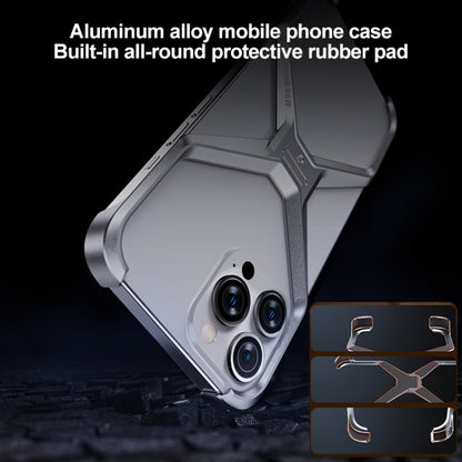 For iPhone 15 Pro Frameless X-shaped Metal Phone Case(Grey) - iPhone 15 Pro Cases by buy2fix | Online Shopping UK | buy2fix