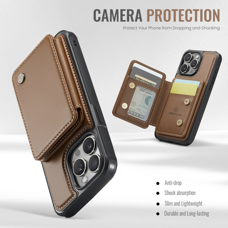 For iPhone 15 Pro Max JEEHOOD J05 Business Magnetic Style RFID Leather Phone Case(Brown) - iPhone 15 Pro Max Cases by JEEHOOD | Online Shopping UK | buy2fix