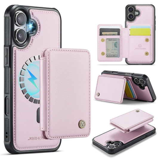 For iPhone 16 Plus JEEHOOD J05 Business Magnetic Style RFID Leather Phone Case(Pink) - iPhone 16 Plus Cases by JEEHOOD | Online Shopping UK | buy2fix