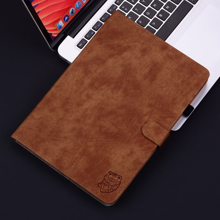 For iPad Air 13 2024 Embossed Tiger Pattern Leather Tablet Case(Brown) - iPad Air 13 2024 Cases by buy2fix | Online Shopping UK | buy2fix