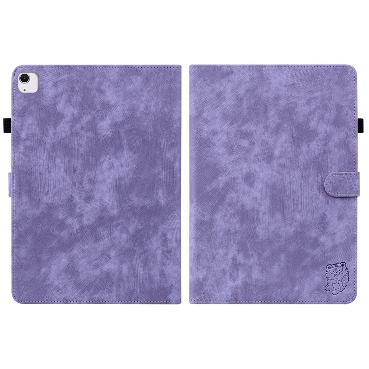 For iPad Air 11 2024 Embossed Tiger Pattern Leather Tablet Case(Purple) - iPad Air 11 2024 Cases by buy2fix | Online Shopping UK | buy2fix