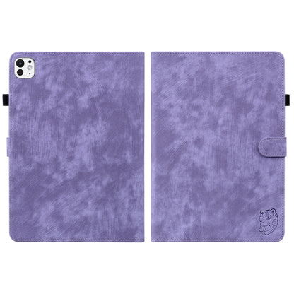 For iPad Pro 11 2024 Embossed Tiger Pattern Leather Tablet Case(Purple) - iPad Pro 11 2024 Cases by buy2fix | Online Shopping UK | buy2fix