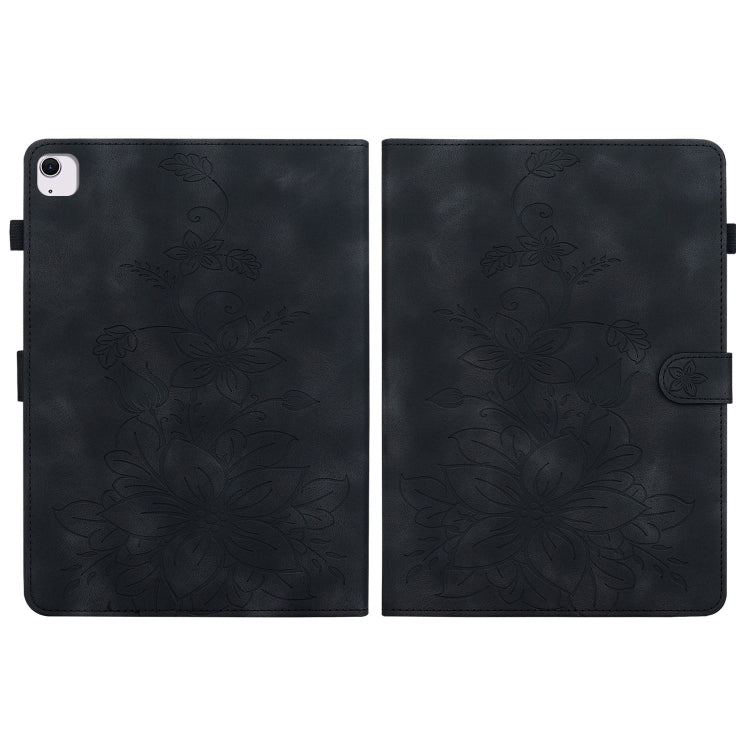 For iPad Air 13 2024 Lily Embossed Leather Smart Tablet Case(Black) - iPad Air 13 2024 Cases by buy2fix | Online Shopping UK | buy2fix