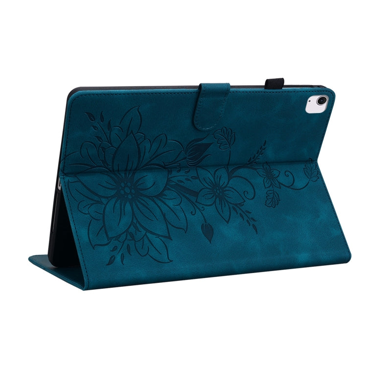 For iPad Air 11 2024 Lily Embossed Leather Smart Tablet Case(Dark Blue) - iPad Air 11 2024 Cases by buy2fix | Online Shopping UK | buy2fix