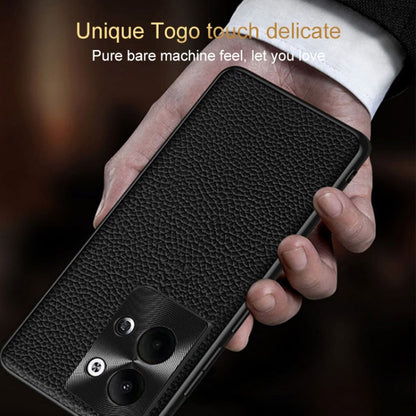 For OPPO Reno9 Pro Genuine Leather Litchi Texture Phone Case(Coffee) - OPPO Cases by buy2fix | Online Shopping UK | buy2fix