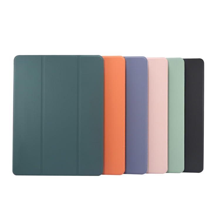 For iPad Air 11 2024 3-folding Electric Pressed Skin Texture Leather Tablet Case(Green) - iPad Air 11 2024 Cases by buy2fix | Online Shopping UK | buy2fix