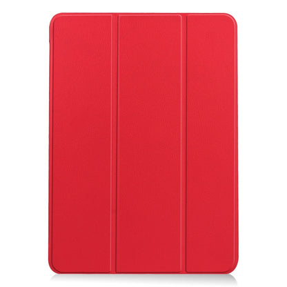 For iPad Air 11 2024 Custer Pure Color 3-Fold Holder Smart Leather Tablet Case(Red) - iPad Air 11 2024 Cases by buy2fix | Online Shopping UK | buy2fix