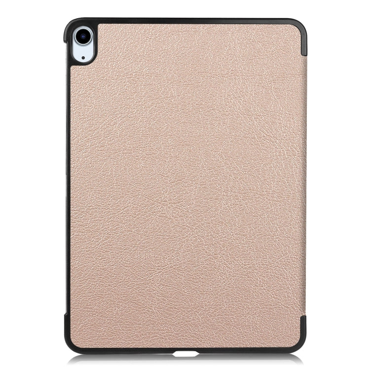 For iPad Air 11 2024 Custer Pure Color 3-Fold Holder Smart Leather Tablet Case(Gold) - iPad Air 11 2024 Cases by buy2fix | Online Shopping UK | buy2fix