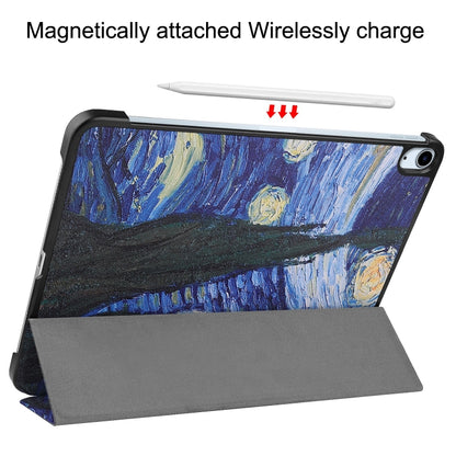 For iPad Air 11 2025 / 2024 Custer Painted 3-Fold Holder Smart Leather Tablet Case(Starry Sky) - iPad Air 11 2025 / 2024 Cases by buy2fix | Online Shopping UK | buy2fix