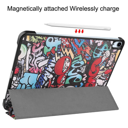 For iPad Air 11 2024 Custer Painted 3-Fold Holder Smart Leather Tablet Case(Graffiti) - iPad Air 11 2024 Cases by buy2fix | Online Shopping UK | buy2fix